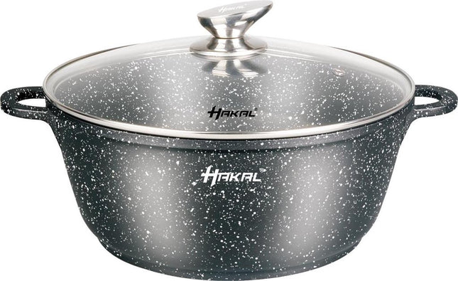 Batterie de cuisine Hakal Premium – Casseroles Faitout Induction 6 pièces – Revêtement antiadhésif – Poignées froides Ø 20, 24 & 28 cm – Points noirs