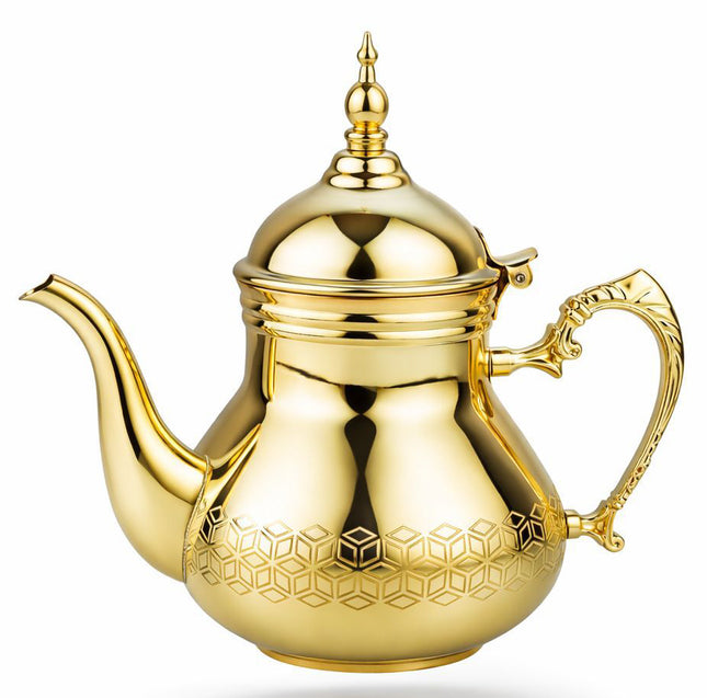 HAKAL Sultana Théière marocaine dorée – Théière arabe en acier inoxydable – 0,8 / 1 / 1,5 / 1,8 litres