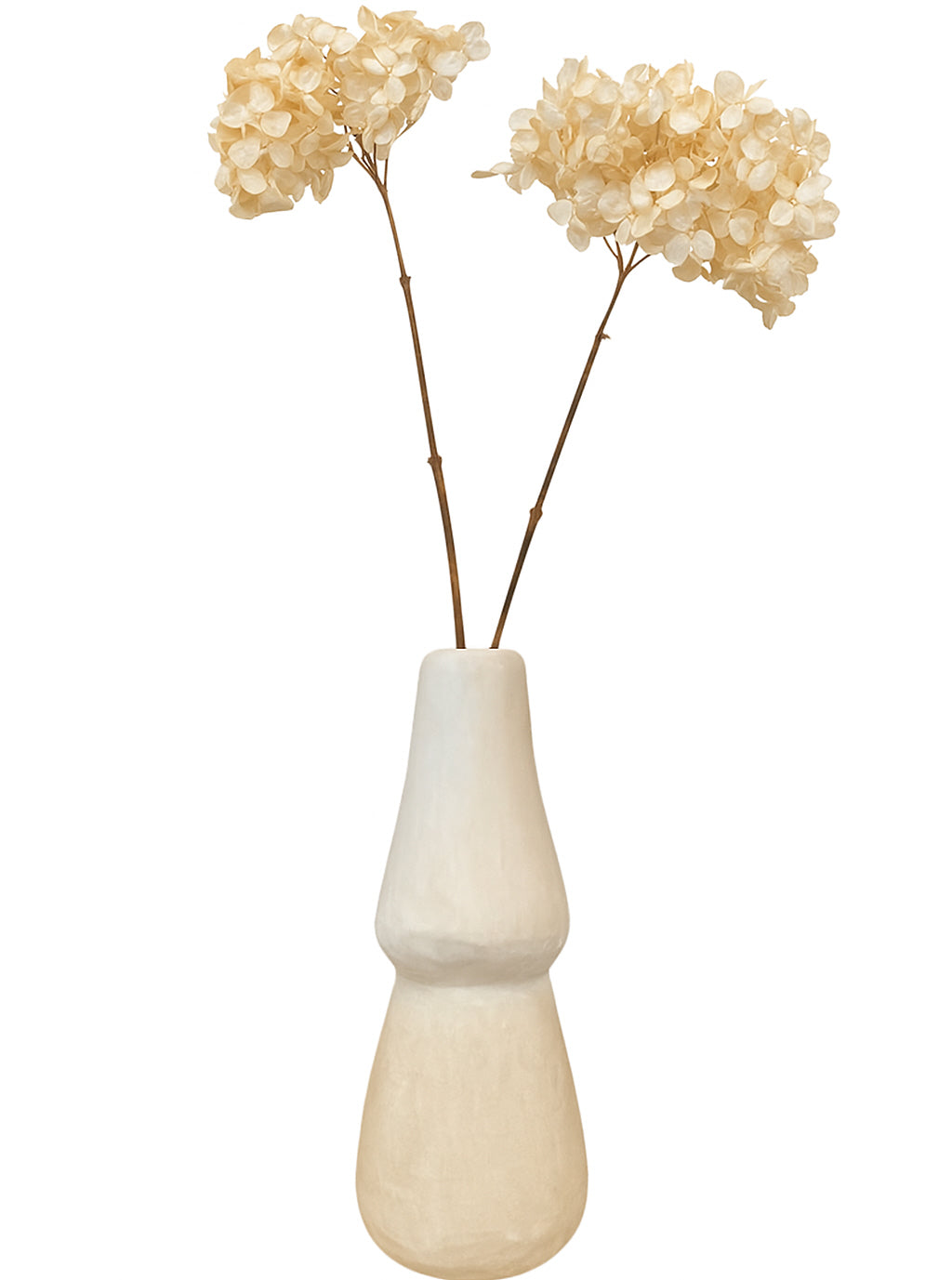Handgemaakte keramieken vaas 30 cm – mat wit / crèmekleurig design