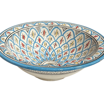 Vasque à poser ronde - Vasque ronde faite à la main - turquoise Ø 35 cm