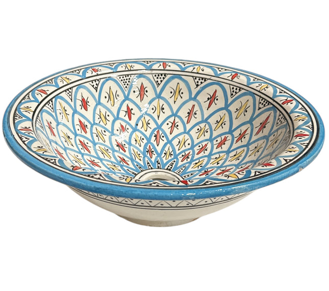 Vasque à poser ronde - Vasque ronde faite à la main - turquoise Ø 35 cm