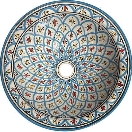 Vasque à poser ronde - Vasque ronde faite à la main - turquoise Ø 35 cm