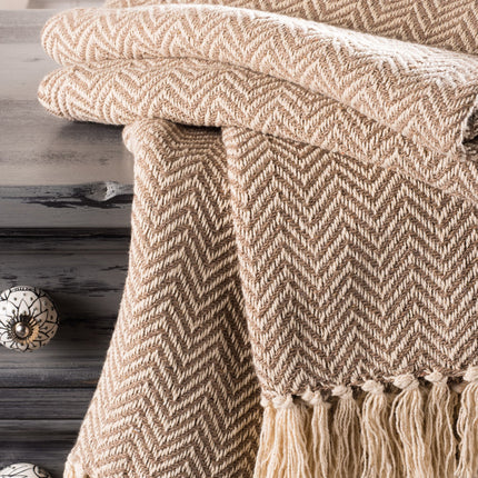 Plaid doux tissé à la main avec pompons