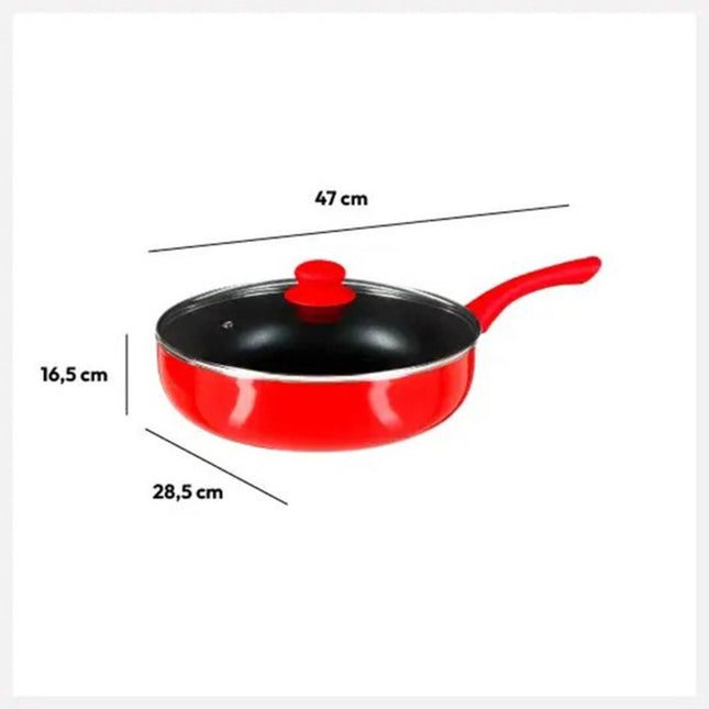 Sauteuse avec couvercle - Tous feux/sources de chaleur compatibles - rouge/noir - Ø 28 cm