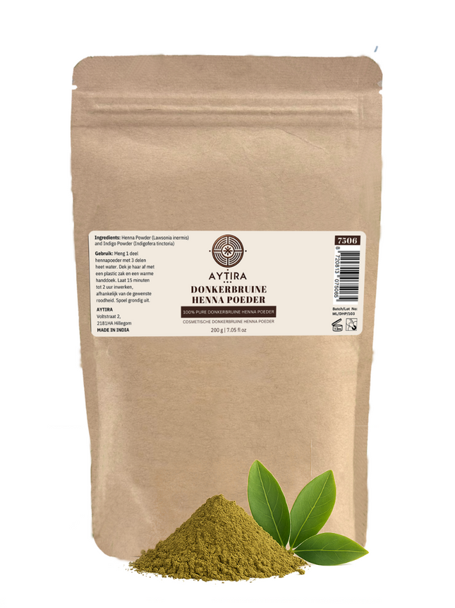 Aytira Henné Brun Foncé – Coloration Capillaire 100% Naturelle – 200g – Lawsonia & Indigo – Vegan et Sans Produits Chimiques
