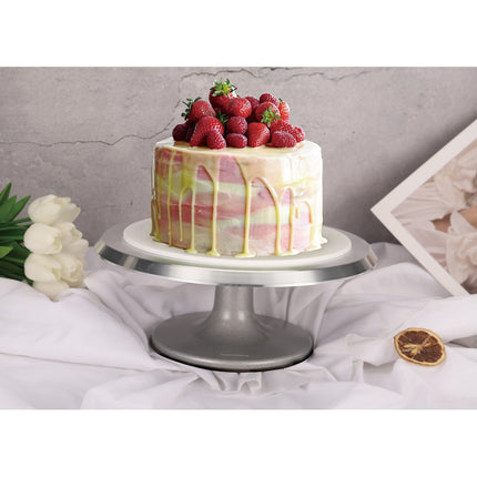 Présentoir à gâteaux de luxe – Plateau tournant – Ø30 cm – Acier inoxydable brossé