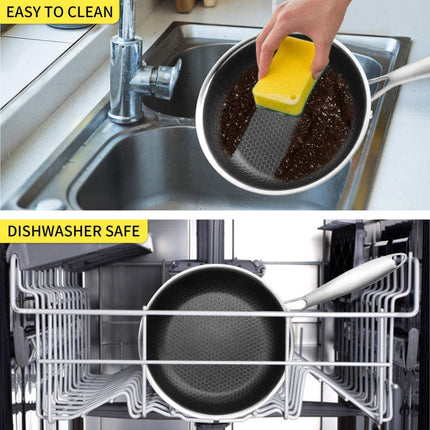 Cainfy super poêle pro anti-adhérente – Anti-adhésive alvéolée haute résistance – Compatible lave-vaisselle et four