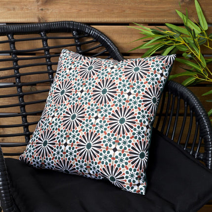 Coussin de luxe vert à motifs