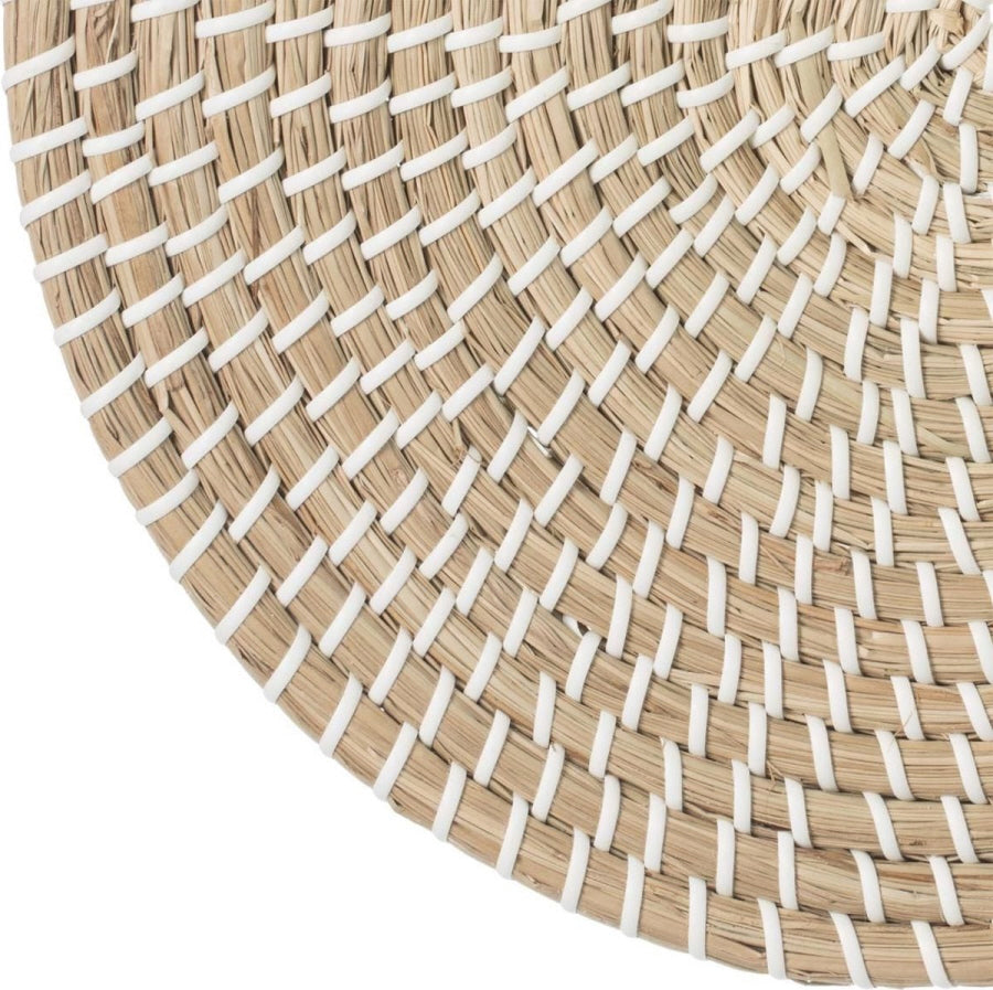 Round Seagrass Placemat Ø 35 cm - White - Natural