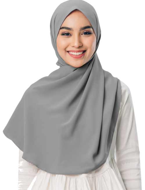Hoofddoek crêpe chiffon – hijab 125 x 125 cm, twee ovale hoeken, veel kleuren