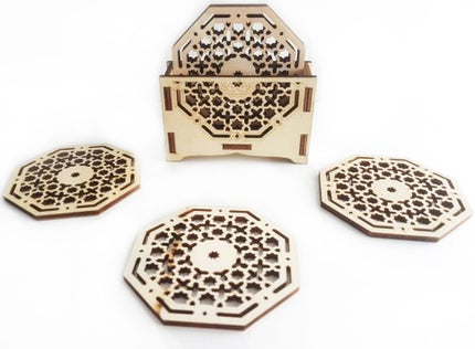 Sous-verres orientaux en bois octogonaux