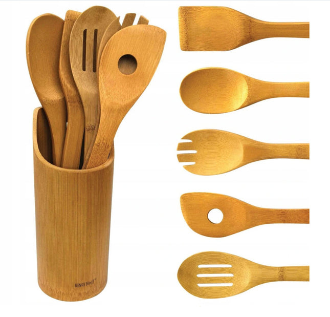 Ensemble de cuisine en bois - 5 pièces + support