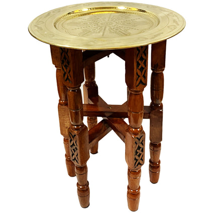 Piètement de table pliante en bois sculpté avec plateau