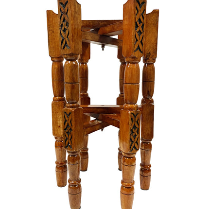 Piètement de table pliante en bois sculpté avec plateau