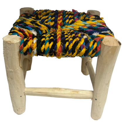 Tabourets marocains en bois multicolores