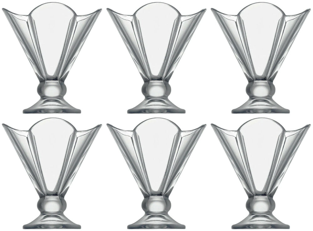 Glazen ijsbekers op voet – set van 6 ijscoupes en dessertglazen, 250 ml – foto 2