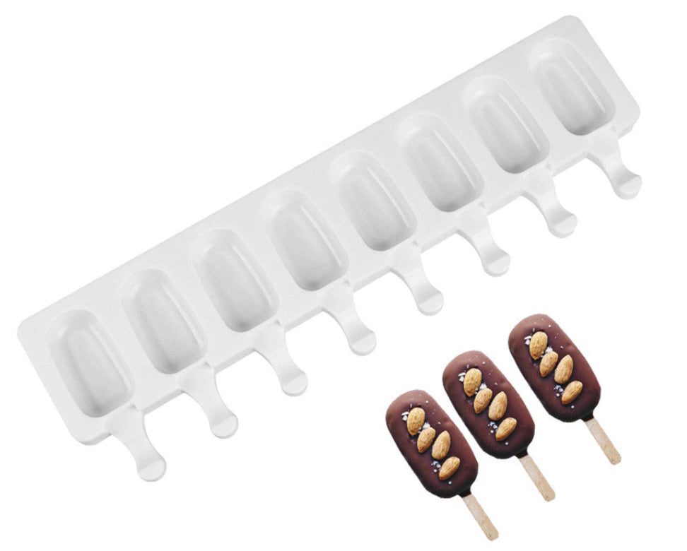 Magnum Pops 8 | Schokoladenform | Silikon-Backform | Eiswürfelform | Inklusive 50 Stiele