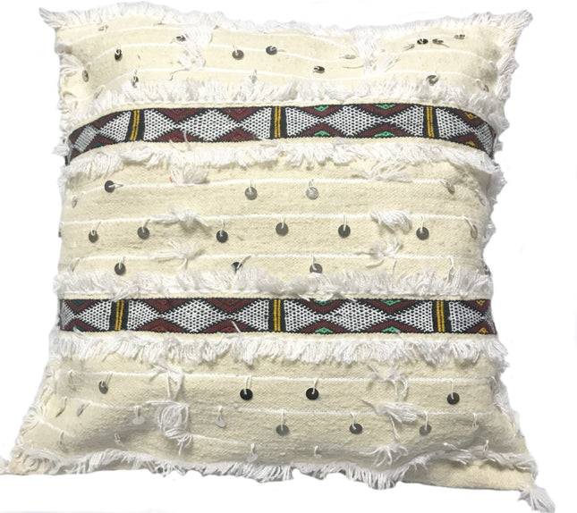 Coussin Handira marocain à sequins