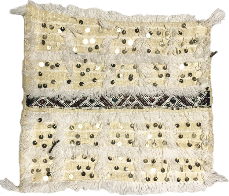 Marokkaans handira kussen van wol en katoen – handgemaakt, 50 x 47 cm