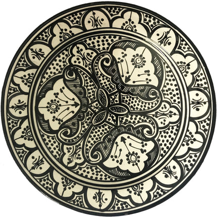 Plat marocain en céramique noir et blanc