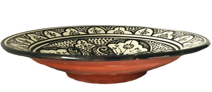 Plat marocain en céramique noir et blanc
