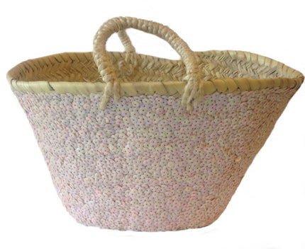 Panier à sequins blanc/rose