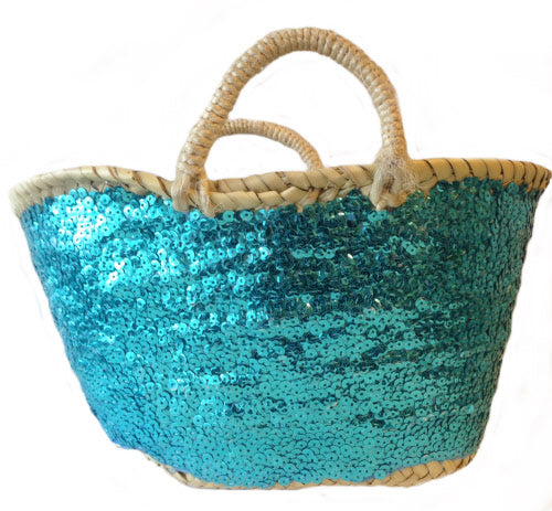 Baby blauw Mand met pailletten