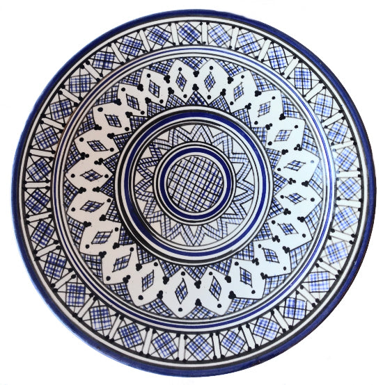 Plat en faïence bleu 35 cm