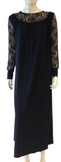 Abaya met kanten mouwen en ronde hals – one size, niet doorschijnend – foto 3