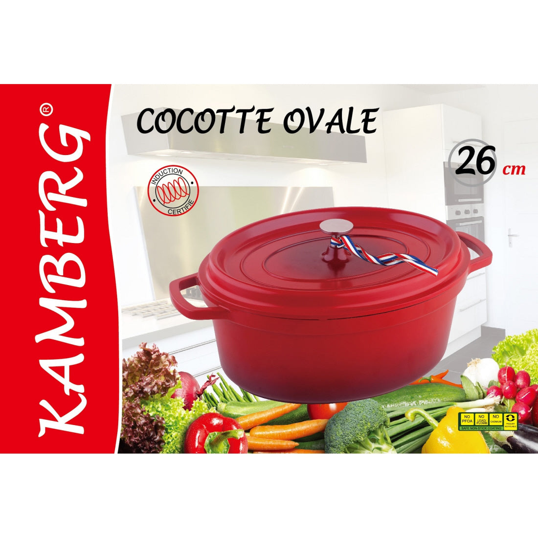 Oval casserole – Cocotte Ø 26 cm Round Red Flamed