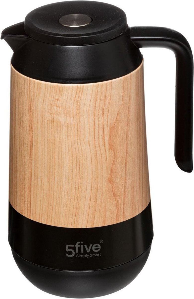 5Five thermoskan 1 liter houtlook – isoleerkan voor koffie en thee