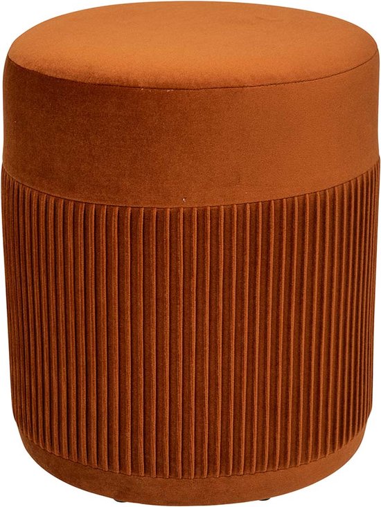 Velvet Poef Ø 31 cm Jacqueline Oranje