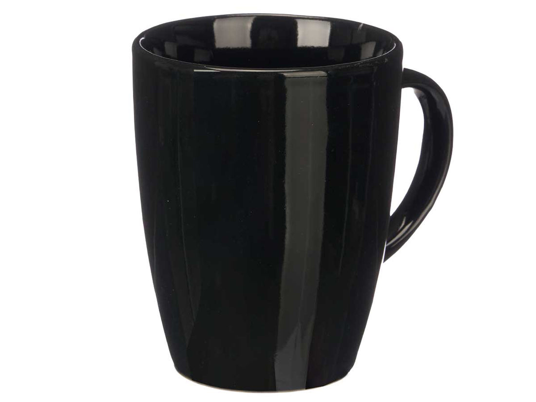 6x Mystique Black plain mugs / cups 330 ml - Tea cup / coffee mug