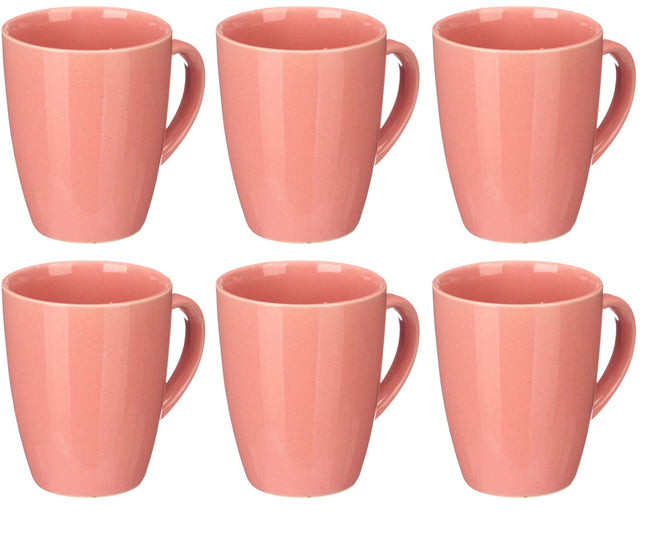 6x Mystique Tasses / gobelets roses unis 330 ml - Tasse à thé / tasse à café