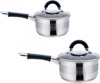 2 x steelpan / sauspan - steelpan met deksel - RVS - 1 liter en 2. 1 liter