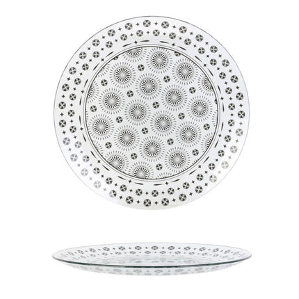Plat plat transparent avec motifs