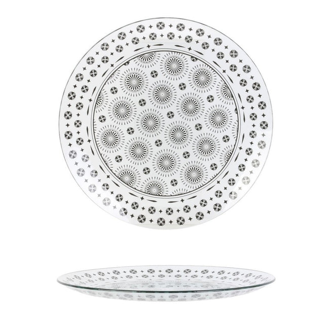 Plat plat transparent avec motifs