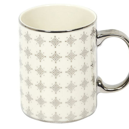Mug en céramique avec anse - blanc - argent