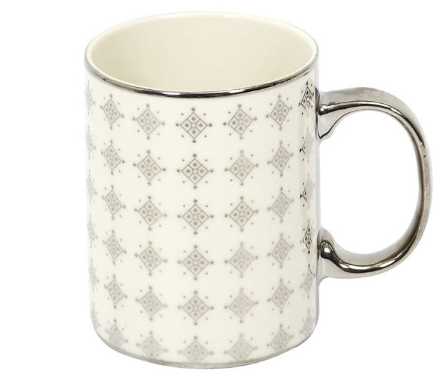 Mug en céramique avec anse - blanc - argent