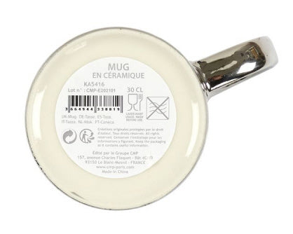 Mug en céramique avec anse - blanc - argent