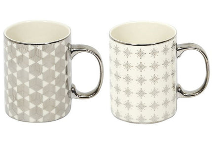 Mug en céramique avec anse - blanc - argent