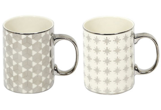 Mug en céramique avec anse - blanc - argent