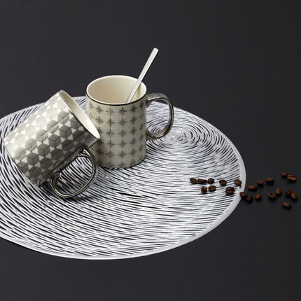 Mug en céramique avec anse - blanc - argent