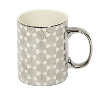 Mug en céramique avec anse - blanc - argent