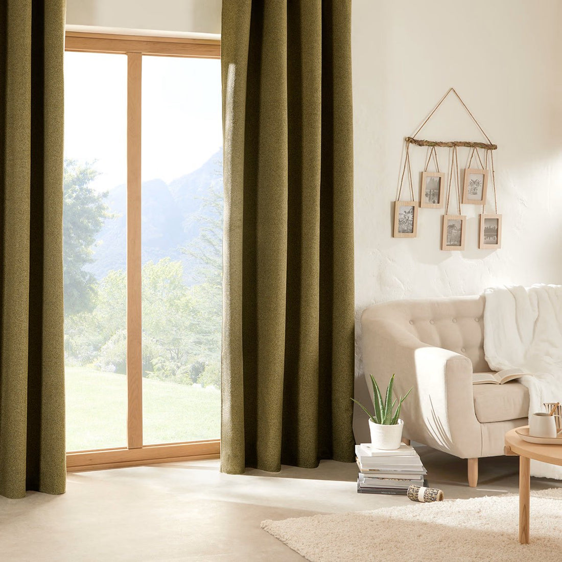 Atmosphera Soana Blackout and Insulating Curtain 140 x 260 cm - Ready-to-hang with eyelets - Khaki