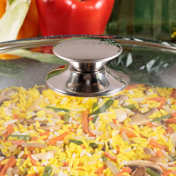 Wok pan Ø 32 cm - Marble coating - Glass lid - All heat sources including induction