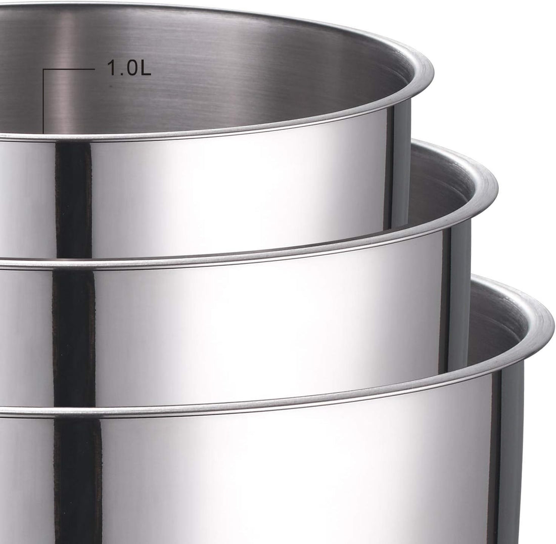 Kamberg - Set of 3 Stainless Steel Saucepans 16/18/20 cm + Removable Handle for All Heat Sources, Including Induction