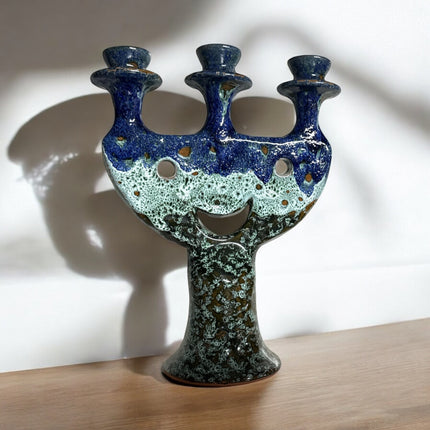 Photophore Marocain Fait Main Bleu et Vert