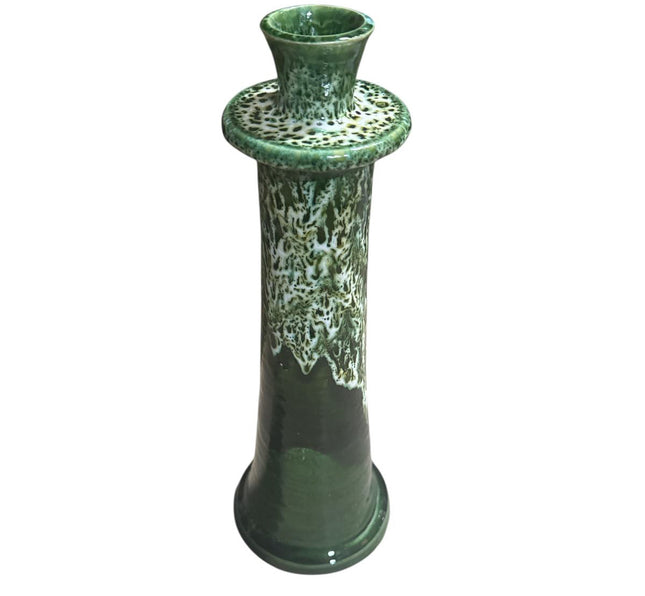 Chandelier Marocain Vert/Blanc Glaçure Drip – Faïence Faite Main (23/28/32 cm)