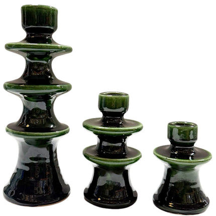 Bougeoir Fait Main en Céramique Authentique - Vert